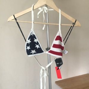 American flag knit triangle bikini / bra